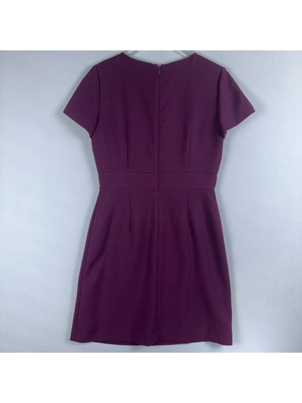 Tahari Arthur S. Levine Sheath Dress Women Size 8 Purple Short Sleeve Belted - Picture 3 of 12